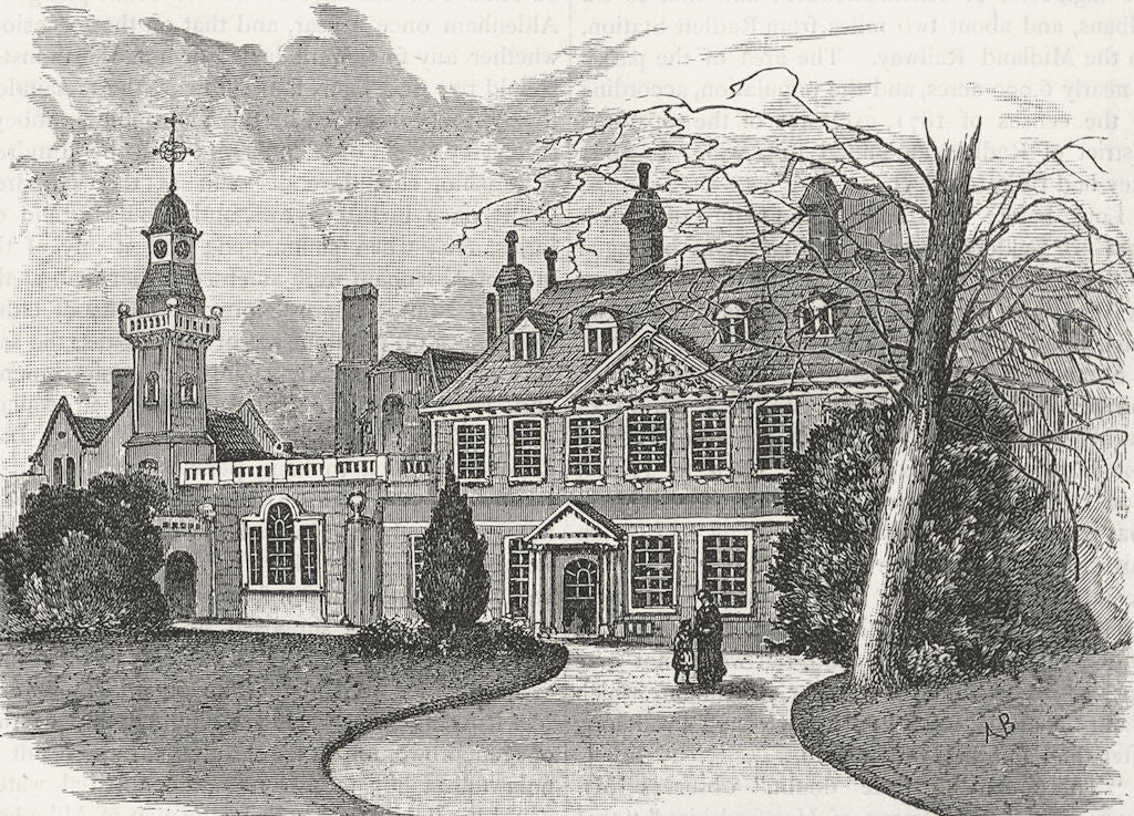 HERTFORDSHIRE. Aldenham House 1888 old antique vintage print picture